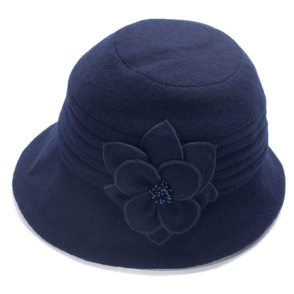 Womens 1920s Winter Wool Cap Beret Beanie Cloche Bucket Hat A299(navy Blue)💜 - Picture 1 of 9